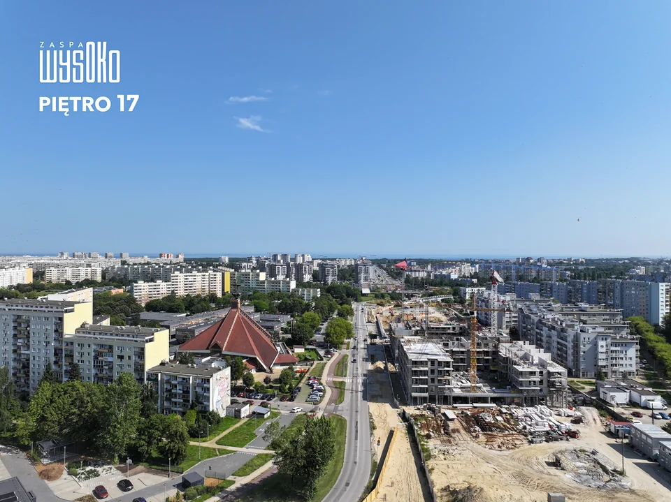 Widok z wysokości 17. piętra budynku A2 w kierunku morza